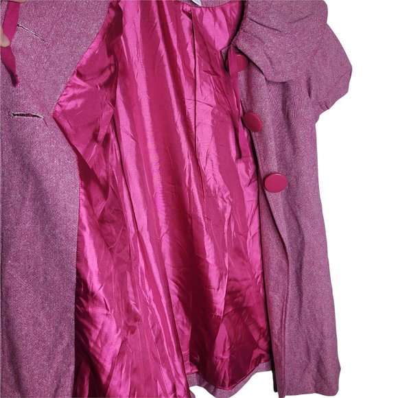 Kensie Girl NWT Pink Shimmering Short Sleeve Coat Peter Pan Collar Pockets Small - Picture 7 of 7